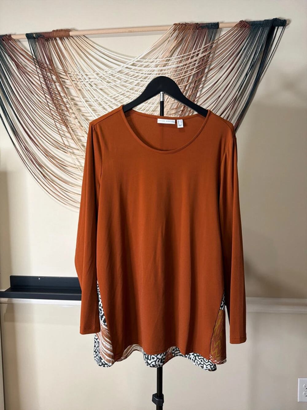 Susan Graver animal print high low blouse  3137